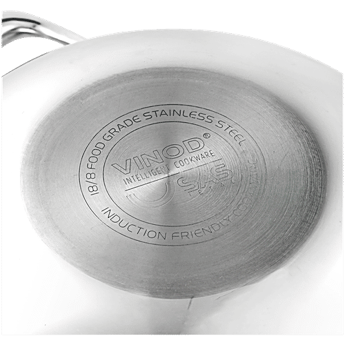 Vinod Platinum Triply Stainless Steel Kadai - 3 Layer, Induction & Gas Friendly, With Steel Lid, 21 cm, 1.8 L  Dishwasher Safe