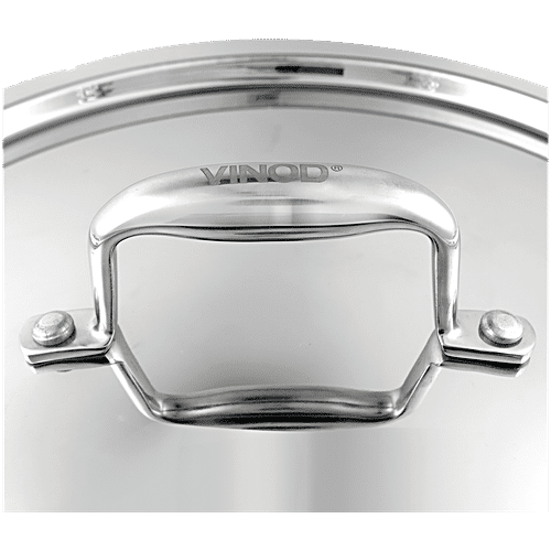 Vinod Platinum Stainless Steel Kadai - 3 Layer, Induction Bottom, 27.5 cm, With Lid & Handle, 3.7 L Dishwasher Safe