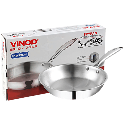 Buy Vinod Stainless Steel Fry Pan 3 Layer, Induction Base, Dishwasher