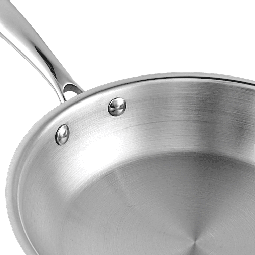Vinod Stainless Steel Fry Pan - 3 Layer, Induction Base, Dishwasher Safe, 27 cm, With Handle, Platinum, 1 pc Dishwasher Safe