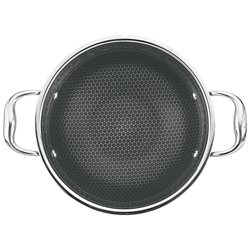 Vinod Platinum Triply Stainless Steel Induction Base Honeycomb Kadhai - 24 cm, 2.5 L  