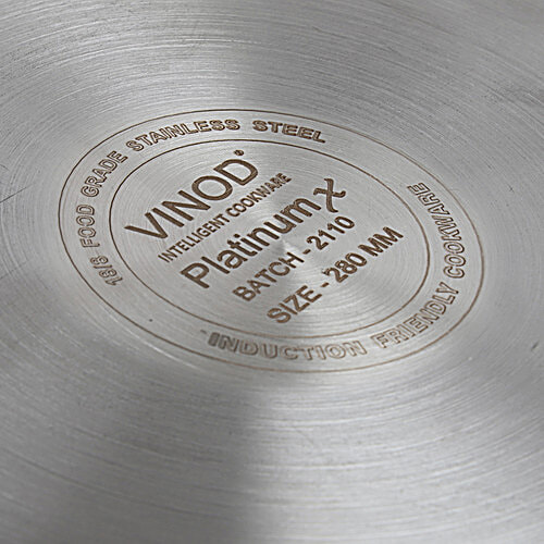 Vinod Platinum Stainless Steel Non-Stick Flat/Dosa Tawa - 3 Layer Coating, Induction Base, 28 cm, 1 pc  Metal Spoon Friendly
