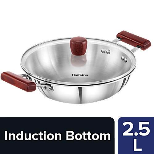 Buy Hawkins Stainless Steel TriPly DeepFry Pan/Kadhai With Glass Lid