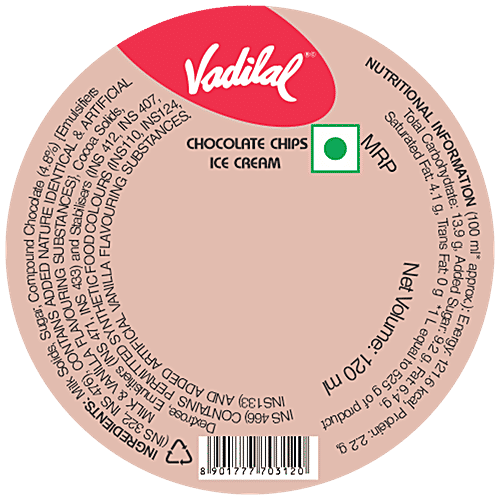 Buy VADILAL Chocolate Chips Ice Cream Jumbo Online at Best Price of