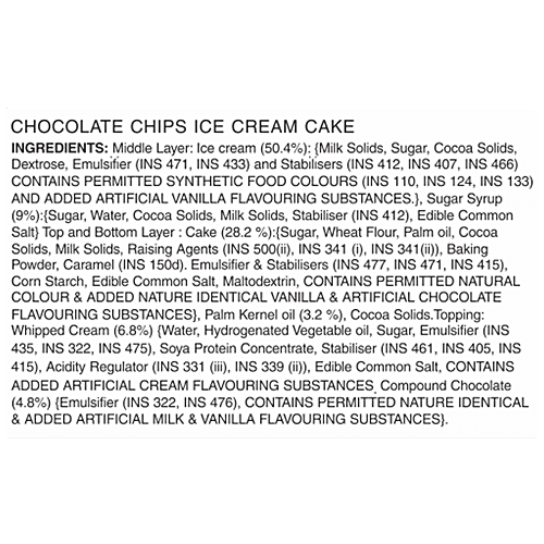 Buy VADILAL Chocolate Chips Ice Cream Cake Online at Best Price of Rs