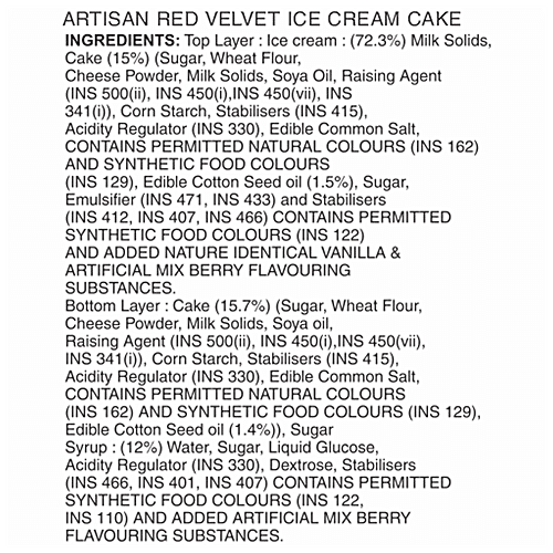 Vadilal Artisan Red Velvet Ice Cream Cake, 500 ml