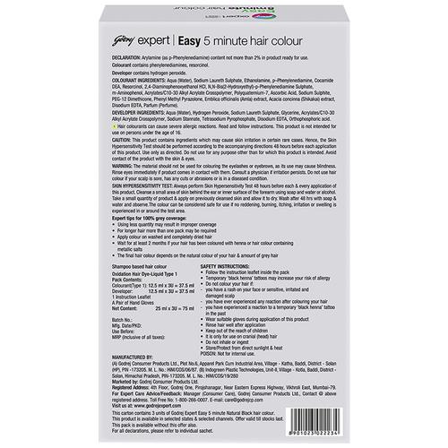 Godrej Expert Easy 5 Minute Hair Colour - 100% Grey Coverage, Amla & Shikakai, 25 ml (Pack of 3) 100% Grey Coverage & No Ammonia