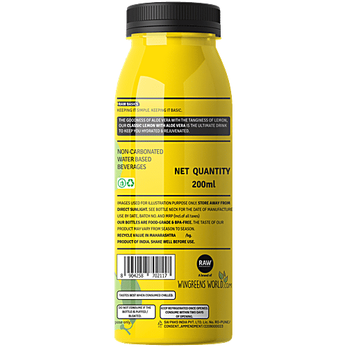 Raw Pressery Classic Lemon Juice - Aloe Vera, 200 ml  Not From Concentrate