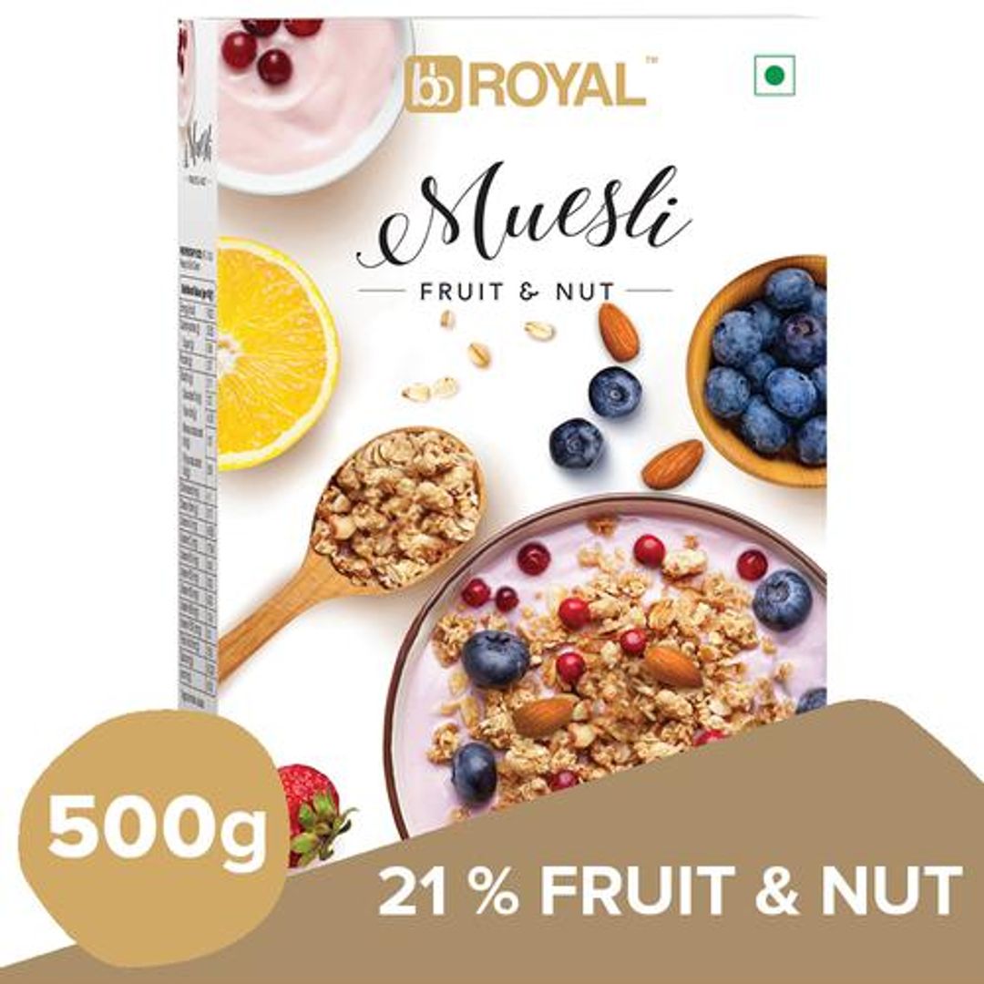 BB Royal Muesli Breakfast Cereal - With Multigrain & 21% Fruit & Nut, 500 g 