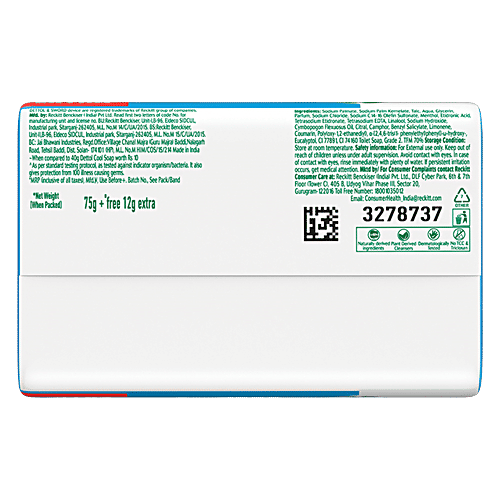 Dettol Intense Cool 2X Menthol Soap, Protects from Body Odour, 75 g (Pack of 4)