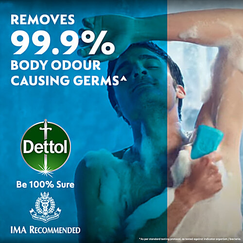 Dettol Intense Cool 2X Menthol Soap, Protects from Body Odour, 75 g (Pack of 4)