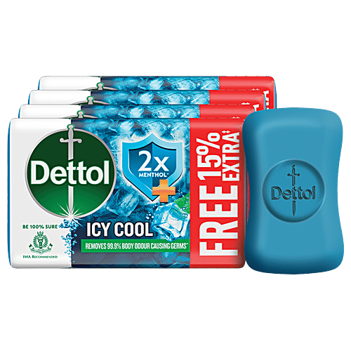 Dettol Intense Cool 2X Menthol Soap, Protects from Body Odour, 75 g (Pack of 4)
