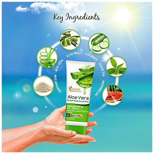 Oriental Botanics Aloe Vera, Green Tea & Cucumber Sunscreen SPF 50, 100 ml