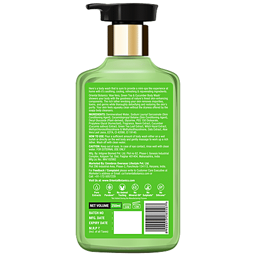 Oriental Botanics Aloevera, Green Tea & Cucumber Body Wash, 250 ml