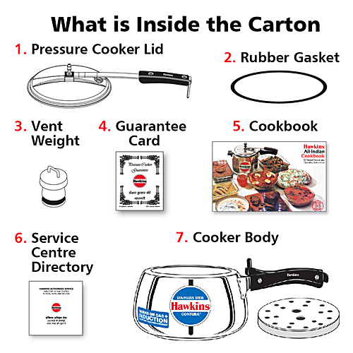 Hawkins Contura Stainless Steel Inner Lid Pressure Cooker - Induction Base, Silver, SSC30, 3 L  Food Grade, Saves More Fuel