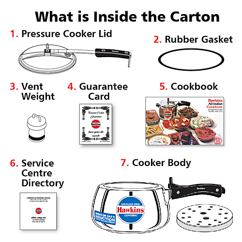 Hawkins Contura Stainless Steel Inner Lid Pressure Cooker - Induction Base,Silver,SSC50, 5 L Food Grade, Saves More Fuel