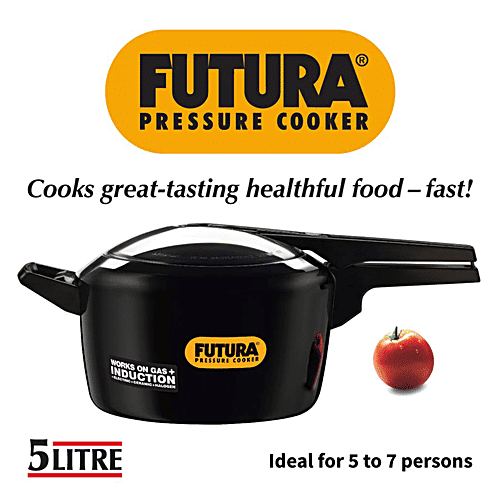 Hawkins Futura Hard Anodised Aluminium Pressure Cooker - Induction Base Black, IFP50, 5 L  Low Oil Cooking