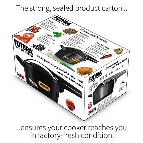 Hawkins Futura Hard Anodised Aluminium Pressure Cooker - Induction Base Black, IFP50, 5 L  Low Oil Cooking