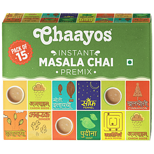 Chaayos Instant Tea Premix - Masala, Regular Sugar, 330 g (15 Sachet x 22 g each) 