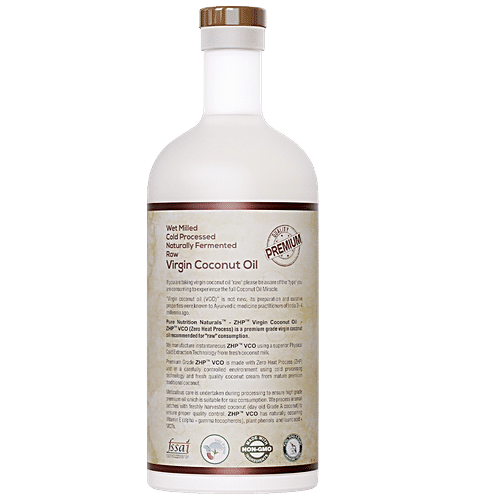 Pure Nutrition  Pure Nutrition Raw Cold Pressed Virgin Coconut Oil For Hair, Skin, Massage & Edible (Glass Bottle), 500 ml Glass Bottle Rich in MCT