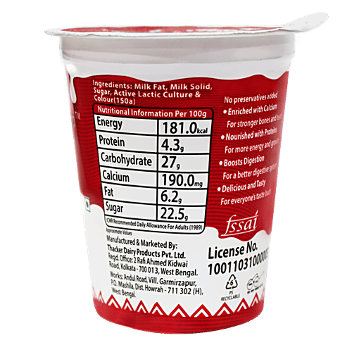 Thacker Dairy Mishti Doi, 350 g Cup No Preservatives Added