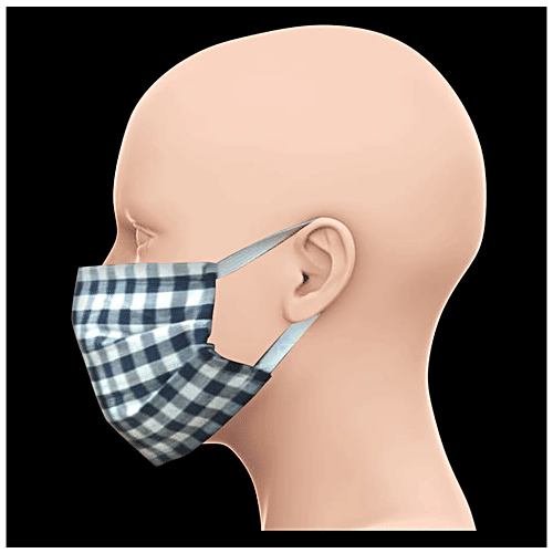 Shipra Commercial Pvt. Ltd. Reusable Face Mask - 2 Ply, Checked Print, Assorted, 7 x 3.5 Inch (Pack of 3) 