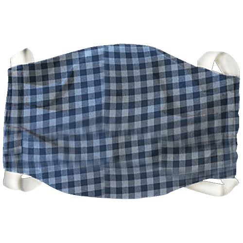 Shipra Commercial Pvt. Ltd. Reusable Face Mask - 2 Ply, Checked Print, Assorted, 7 x 3.5 Inch (Pack of 3) 