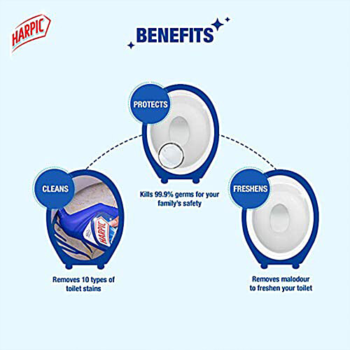 Harpic Power Plus Toilet Cleaner - Original, 900 ml  Kills 99.9% of Germs