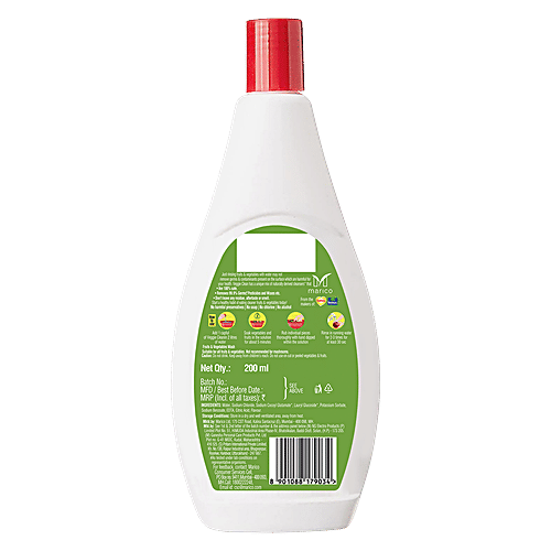 Veggie Clean Fruits & Vegetables Washing Liquid - Removes 99.9% Germs, Pesticides & Waxes, 200 ml  Removes 99.9% Germs, Pesticides & Waxes