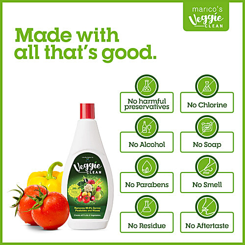 Veggie Clean Fruits & Vegetables Washing Liquid - Removes 99.9% Germs, Pesticides & Waxes, 200 ml  Removes 99.9% Germs, Pesticides & Waxes