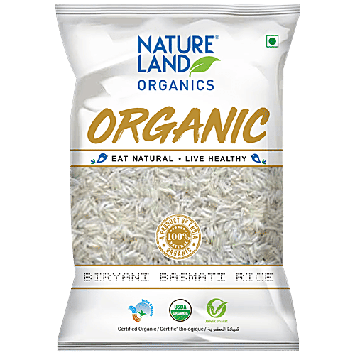 Natureland Organics Biryani Basamti Rice/Akki, 1 kg Chemical Free, No Artificial Colours