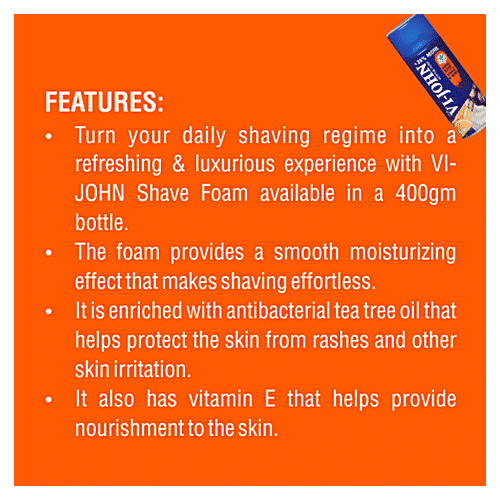 VI-JOHN  Shaving Foam Musk Orange, 400 g  Provides Nourishment to Skin