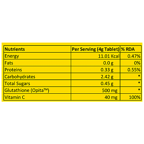 Chicnutrix Glow Glutathione & Vitamin C - Strawberry and Lemon Flavour, 20 Tablets  Gluten Free