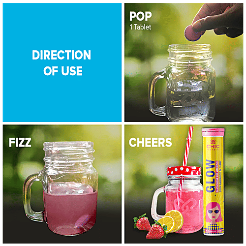 Chicnutrix Glow Glutathione & Vitamin C - Strawberry and Lemon Flavour, 20 Tablets  Gluten Free