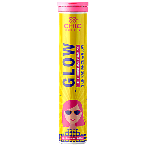 Chicnutrix Glow Glutathione & Vitamin C - Strawberry and Lemon Flavour, 20 Tablets  Gluten Free