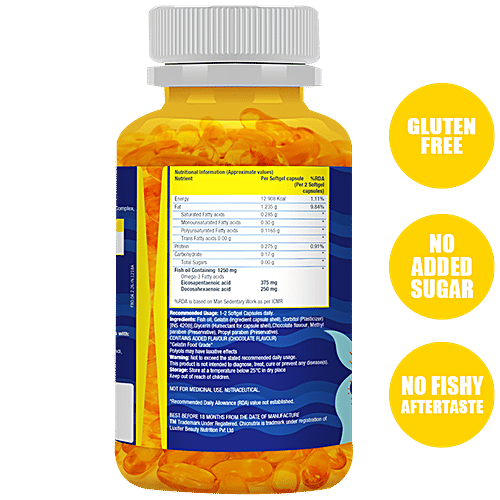 Chicnutrix Mighty Omega - Omega 3 Fatty Acids, Chocolate Flavour, 60 capsules  