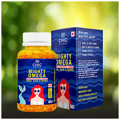 Chicnutrix Mighty Omega - Omega 3 Fatty Acids, Chocolate Flavour, 60 capsules  