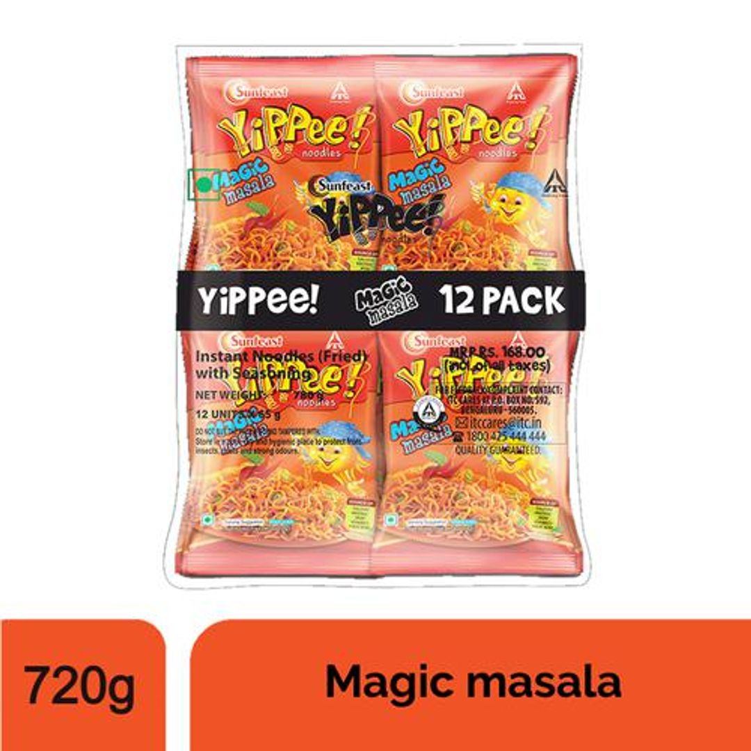 Sunfeast YiPPee! Magic Masala Instant Noodles, 720 g (Pack of 12)