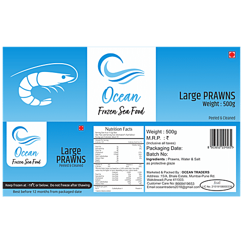 Ocean Large Prawns - Peeled & Cleaned, 500 g  