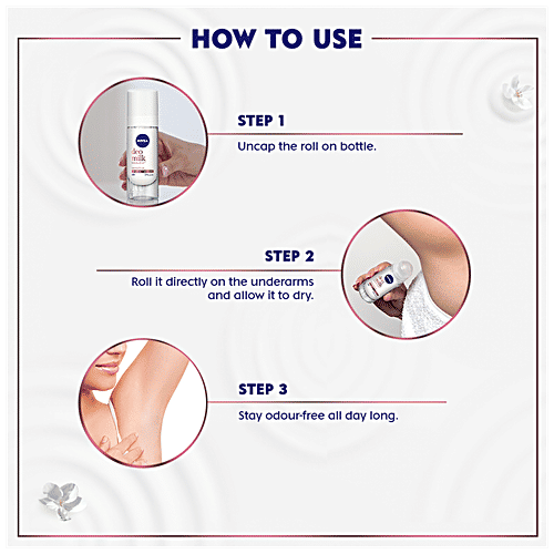 Nivea Deo Milk Elixir Women Deodorant Roll On - Sensitive Skin, 40 ml 48h Odour Protection, 0% Alcohol