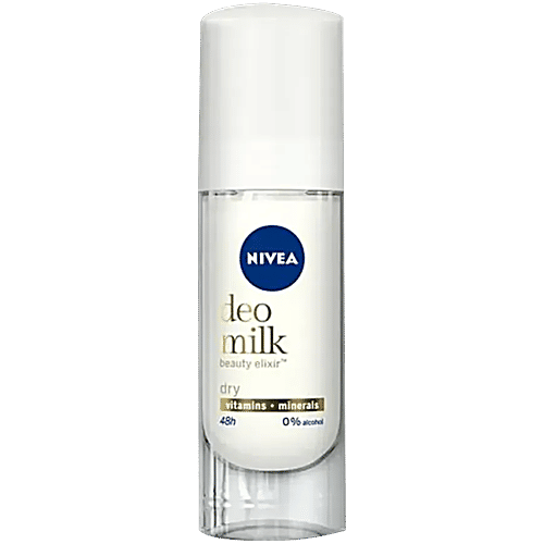 Nivea Deo Milk Elixir Women Deodorant Roll On - Dry Skin, 40 ml 48h Odour Protection, 0% Alcohol
