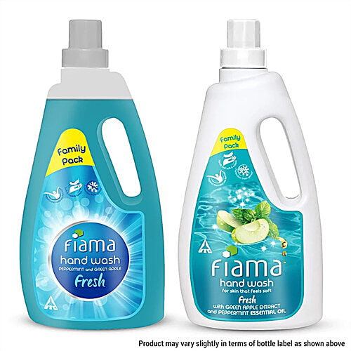 Fiama Fresh Hand Wash - Peppermint & Green Apple, 1 L Bottle 99.9% Germ Protection