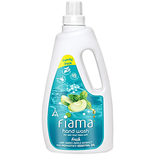 Fiama Fresh Hand Wash - Peppermint & Green Apple, 1 L Bottle 99.9% Germ Protection