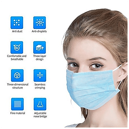 Style Homez Surgical Face Mask 3-Layer - Disposable, Anti-Dust & Anti-Pollution, With Earloop, 17.5 x 9.5 cm (Pack of 10) Disposable