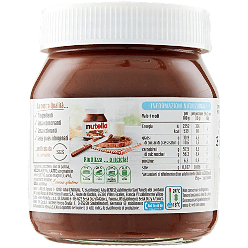 Nutella Hazelnut Spread With Cocoa, 350 g Glass Jar