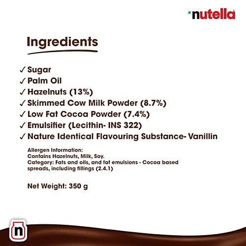 Nutella Hazelnut Spread With Cocoa, 350 g Glass Jar