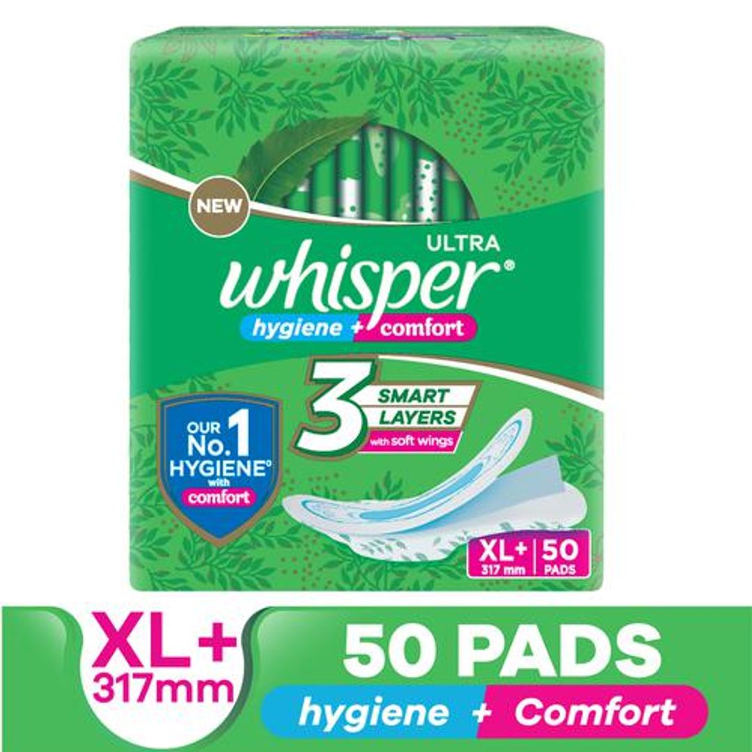 Whisper  Ultra Clean Sanitary Pads - XL Plus, Locks Wetness & Odour, 50 pcs 