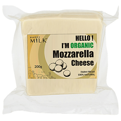 Happy Milk Organic Mozzarella Cheese, 200 g Vacuum Packed 