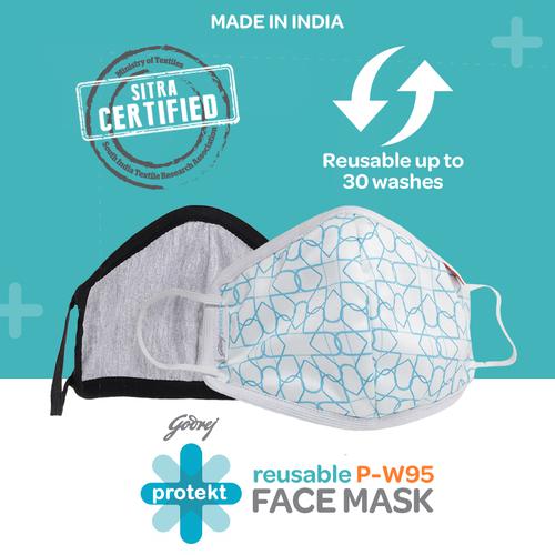 Godrej Protekt Face Mask - Protekt P-W95 Reusable, 6 Layer Germ Shield,Small, White, 1 pc  Reusable