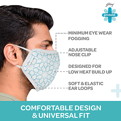 Godrej Protekt Face Mask - Protekt P-W95 Reusable, 6 Layer Germ Shield, Large, White, 1 pc Reusable